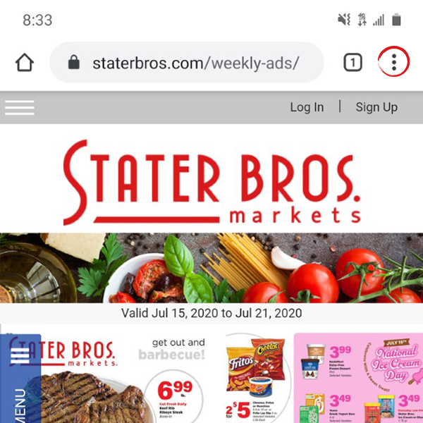 Tap the three dot menu button in the top right of your screen.