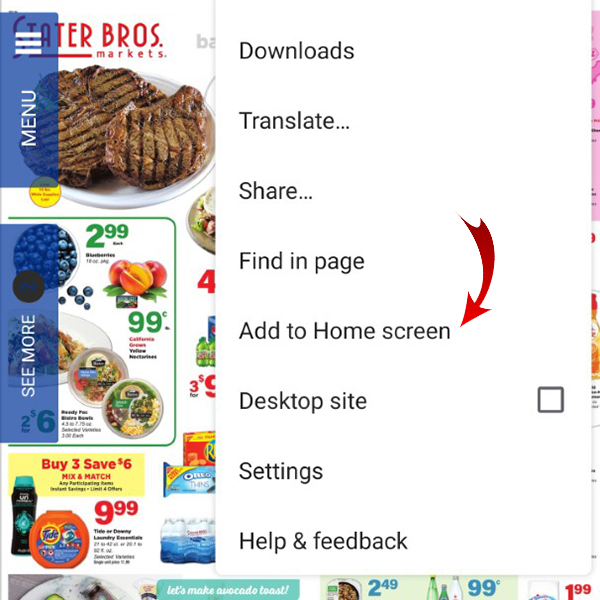 Click “Add to home screen”.