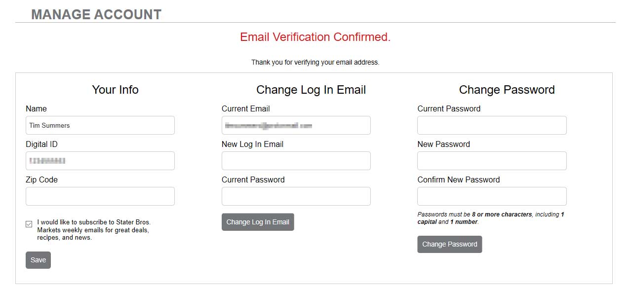 Email verification confirmed. Thank you for verifying your email address.