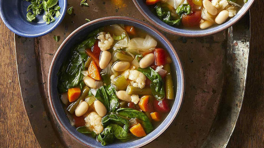 Vibrant vegan vegetable soup.