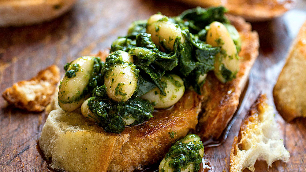 White bean and kale bruschetta.