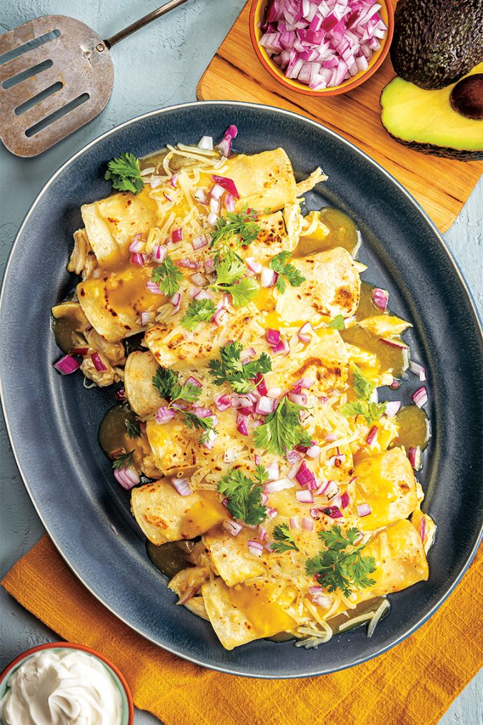 Green Chicken Enchiladas with ingredients from Stater Bros.