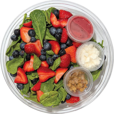 Fresh berry salad with feta cheese.