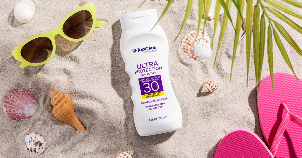 TopCare sunscreen for a beach trip.