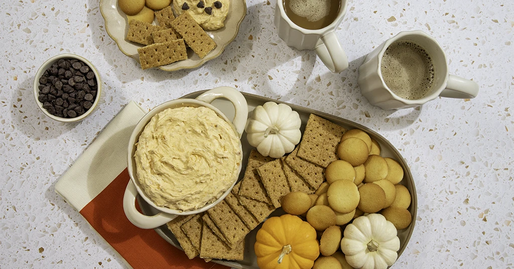Pumpkin fluff with graham crackers and wafers. 