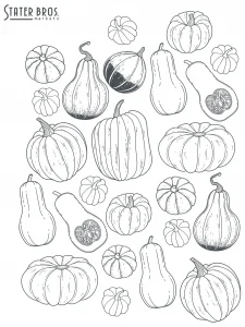 Fall Harvest Produce Coloring Page