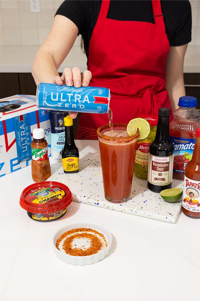 Michelob Zero and ingredients for Michelada from Stater Bros.