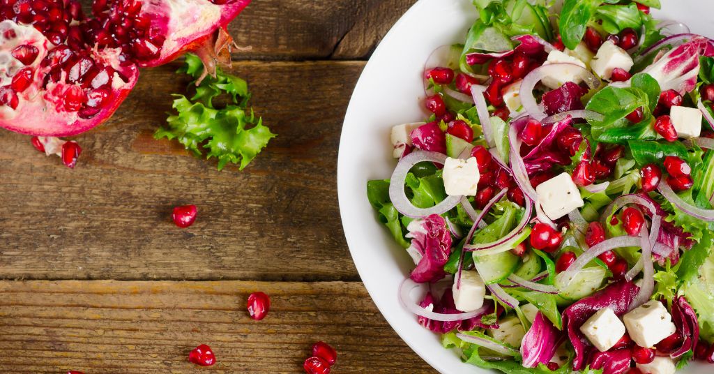 Pomegranates and Salad with Feta Cheese at Stater Bros.
